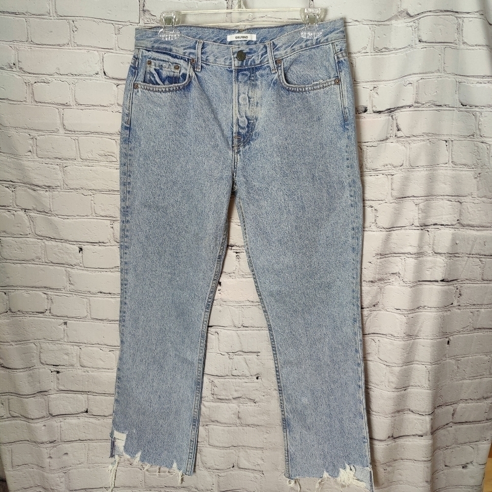 Grlfrnd Jeans Tatum High Rise Straight Step Fray Size 28